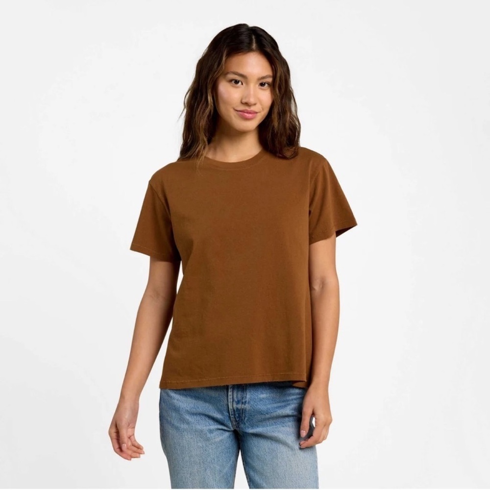 Nuuds Womens Vintage Cotton EVERYDAY T-SHIRT in Chocolate 100% Cotton S